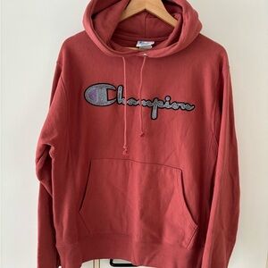 Champion Reverse Weave sweatshirt Hoodie Men Medium VINTAGE Sandalwood Red Y2K